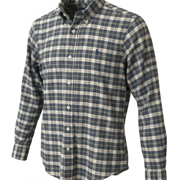 Polo Ralph Lauren Other - Ralph Lauren Oxford Shirt in Tan/ Green/Navy Plaid Small Custom Fit